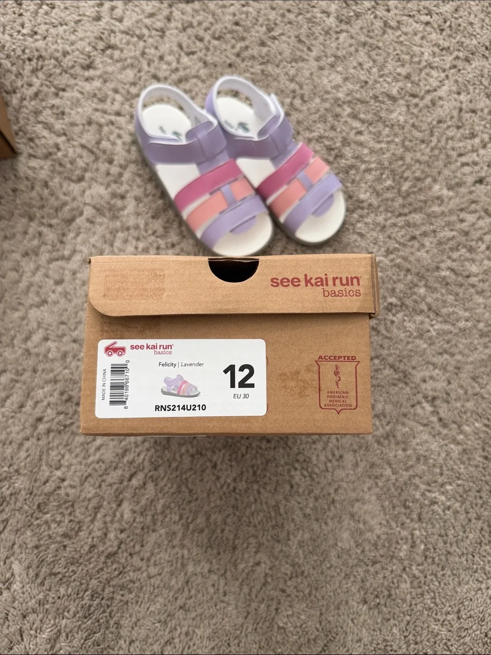 See Kai Run Lilac, Pink & Peach Strappy Velcro Sandals